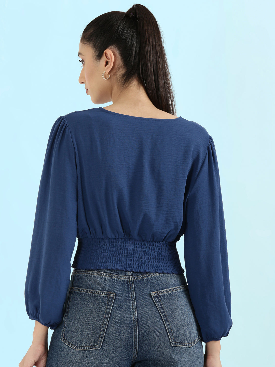 Hammered V-Neck Crop Top