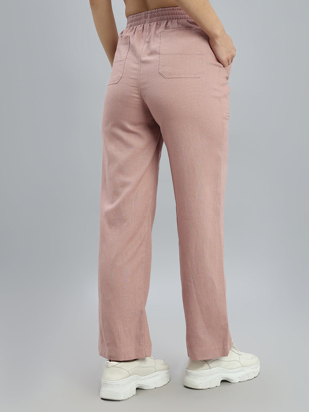 Dusty Pink Linen Cargo Pants