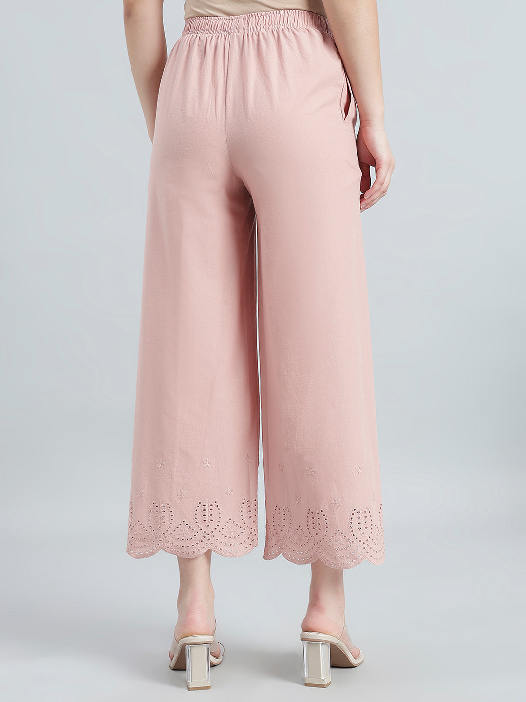 Baby Pink Cotton Hakoba Palazzo