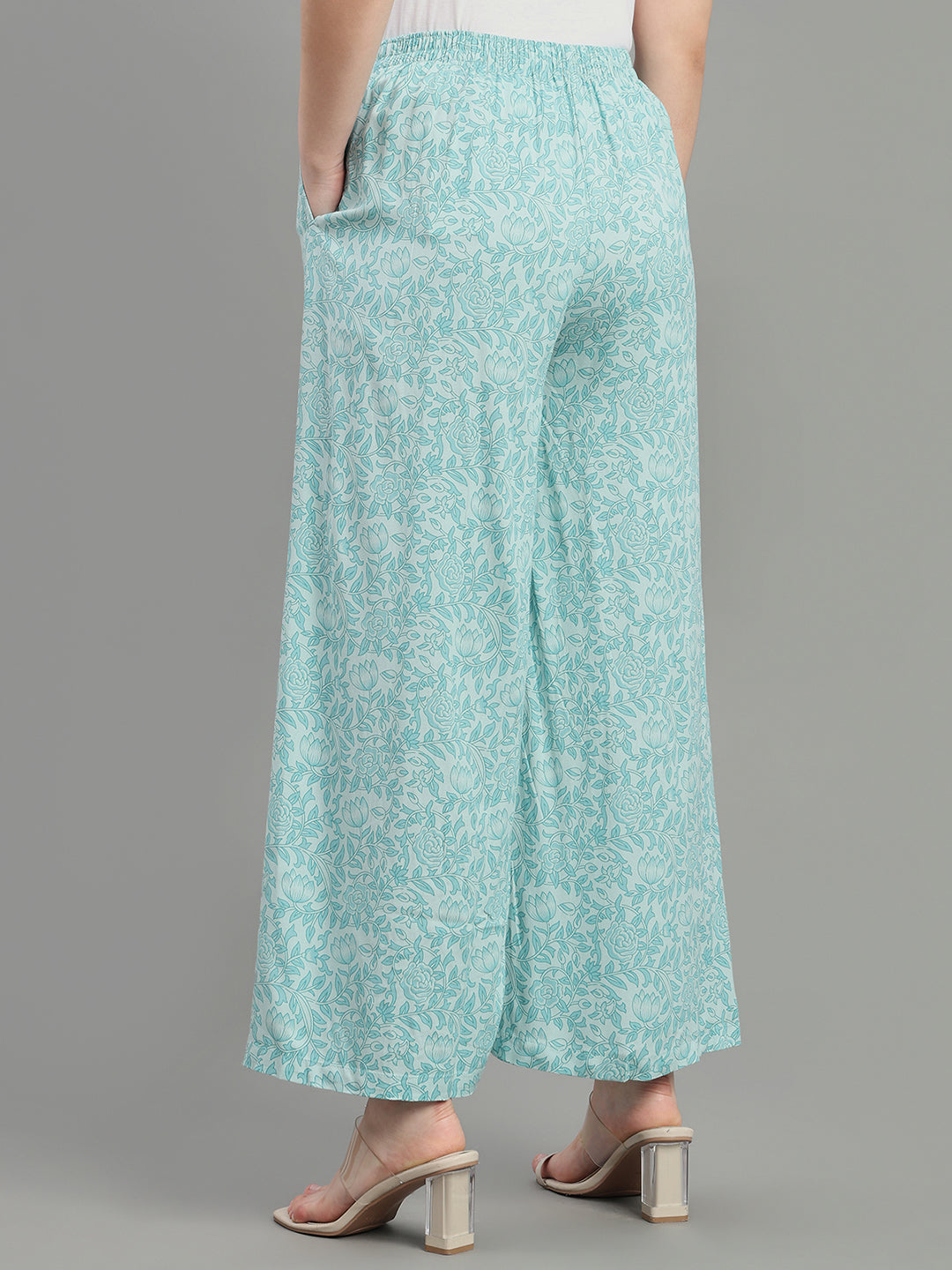 Blue Viscose Printed Palazzo