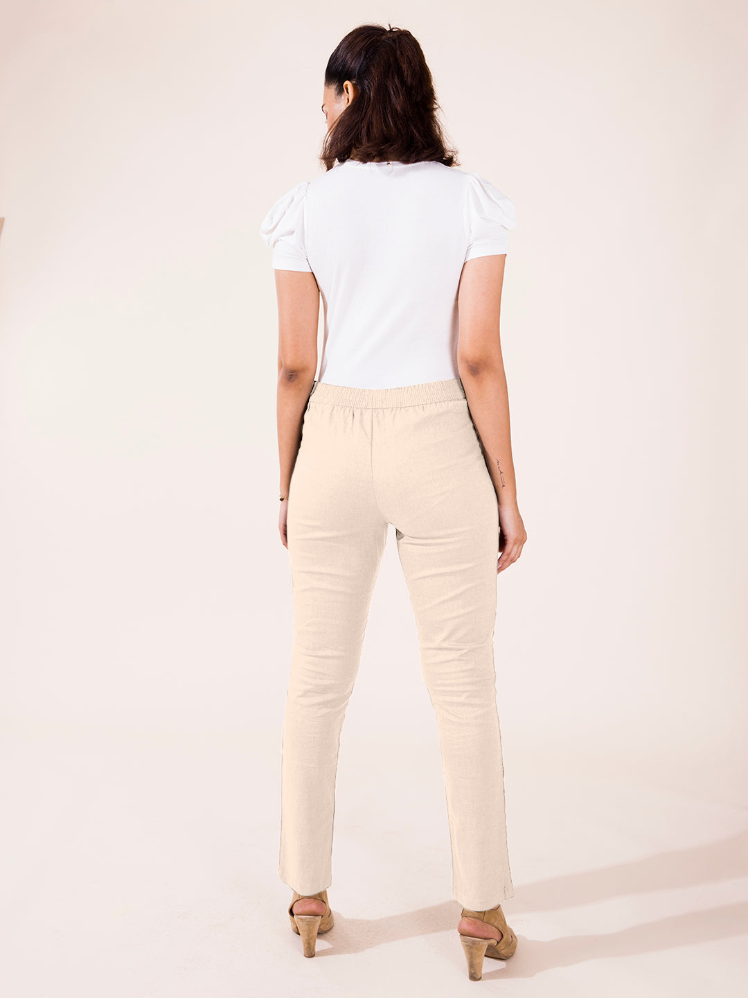 Light Beige Linen Pencil Pant