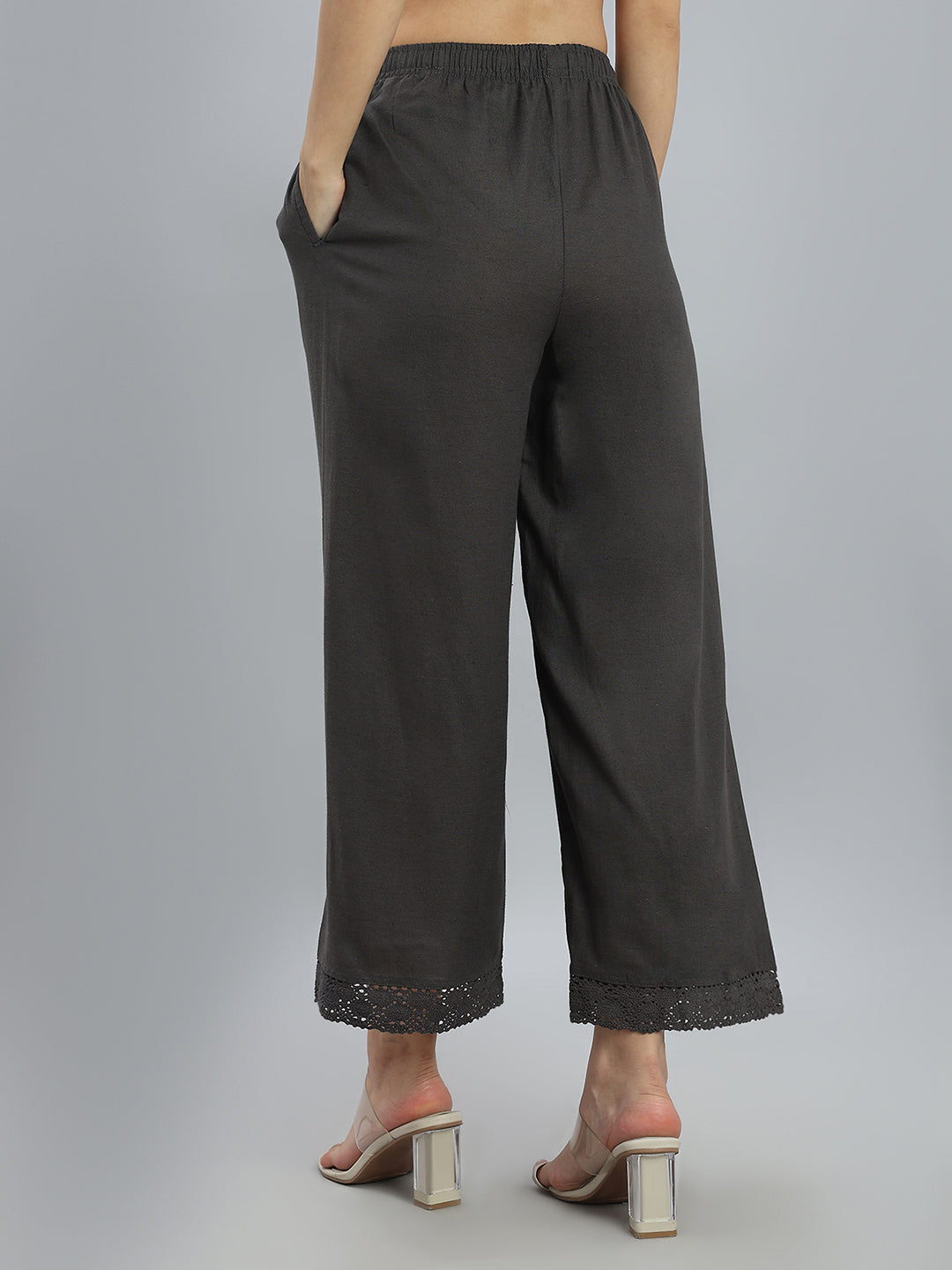 Medium Grey Linen Lace Palazzo