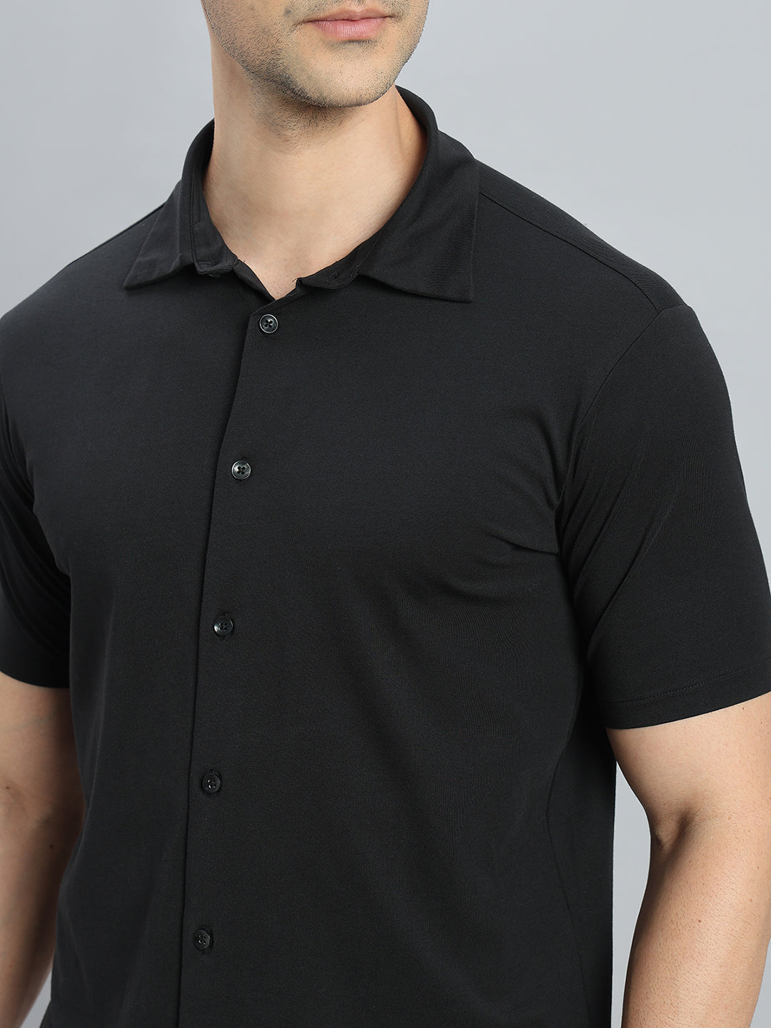 Cotton Stretch Half Sleeves Knit Shirt