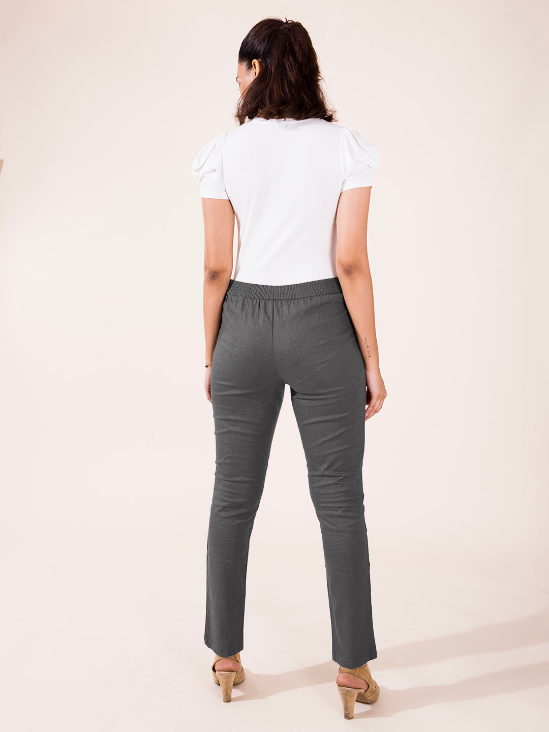 Silver Grey Linen Pencil Pant