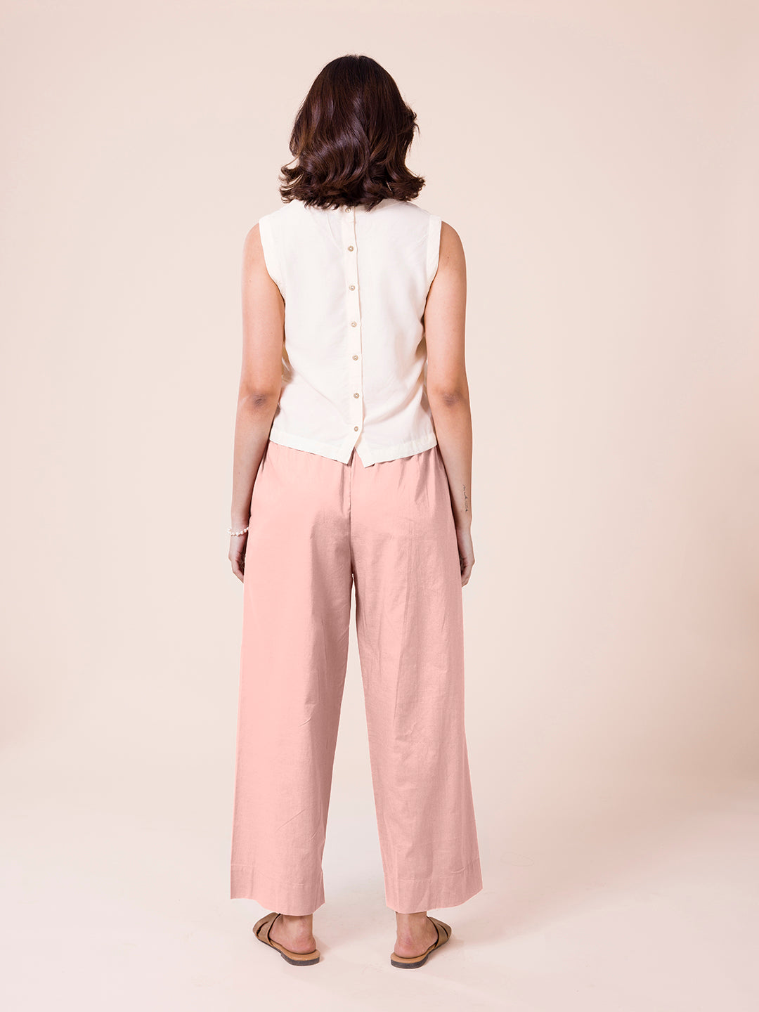 Baby Pink Cotton Wide Leg Pants