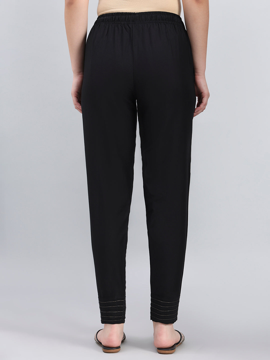 Modal Black Festive Metallic Pants
