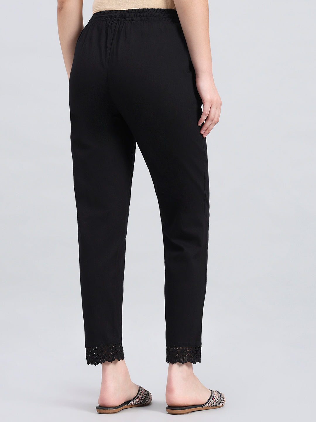 Black 100% Cotton Lace Pencil Pant