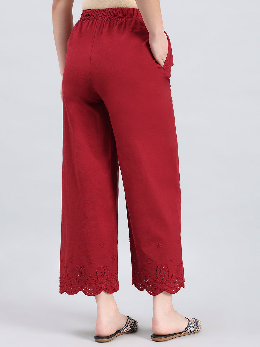 Light Maroon Cotton Hakoba Palazzo