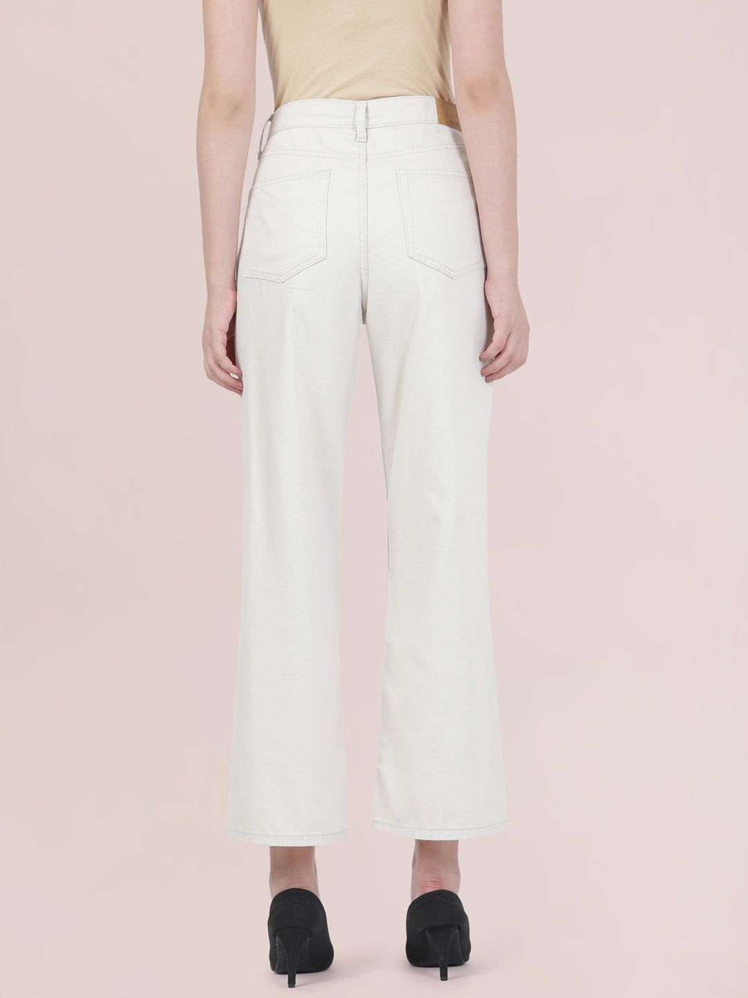 Cream Twill Wide Pants