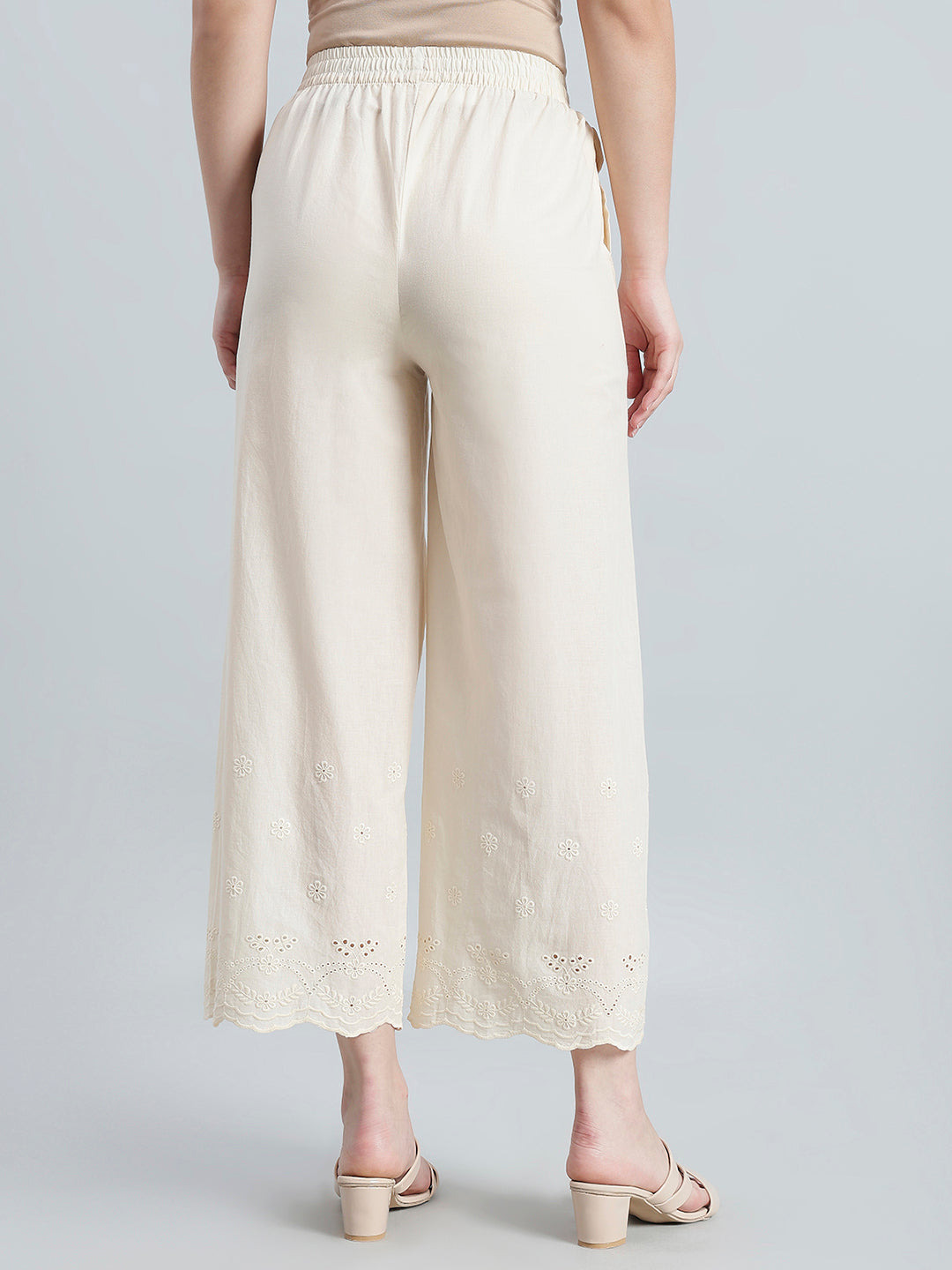Cream 100% Cotton Hakoba Wide Pant