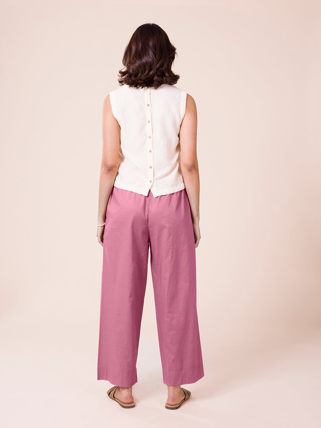 Light Wine Cotton Wide Leg Pants