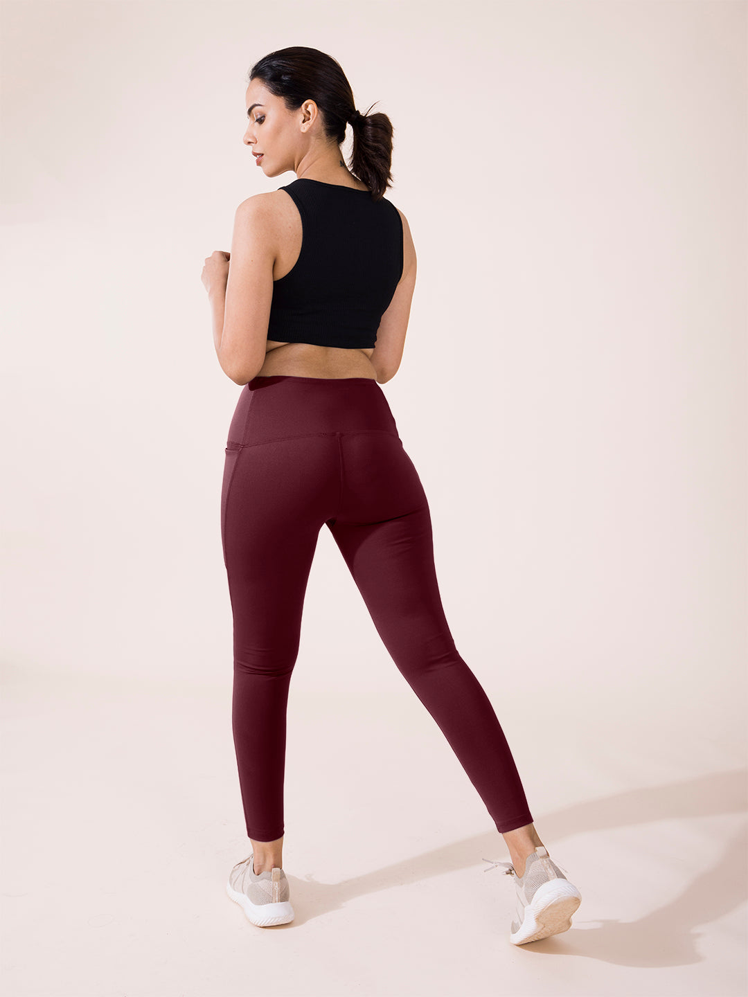 Maroon Nylon Stretch Training Tights