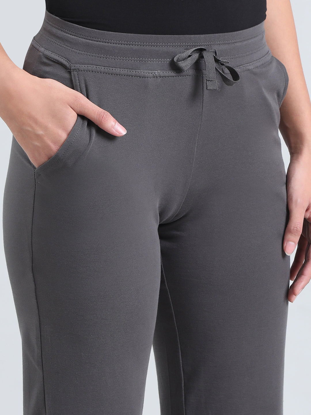 Silver Grey Cotton Stretch Track Pant
