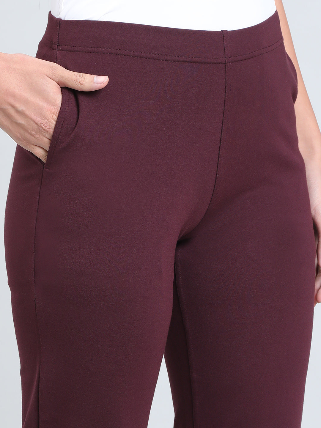Dark Wine Ponte Smart Fit Kurti Pant