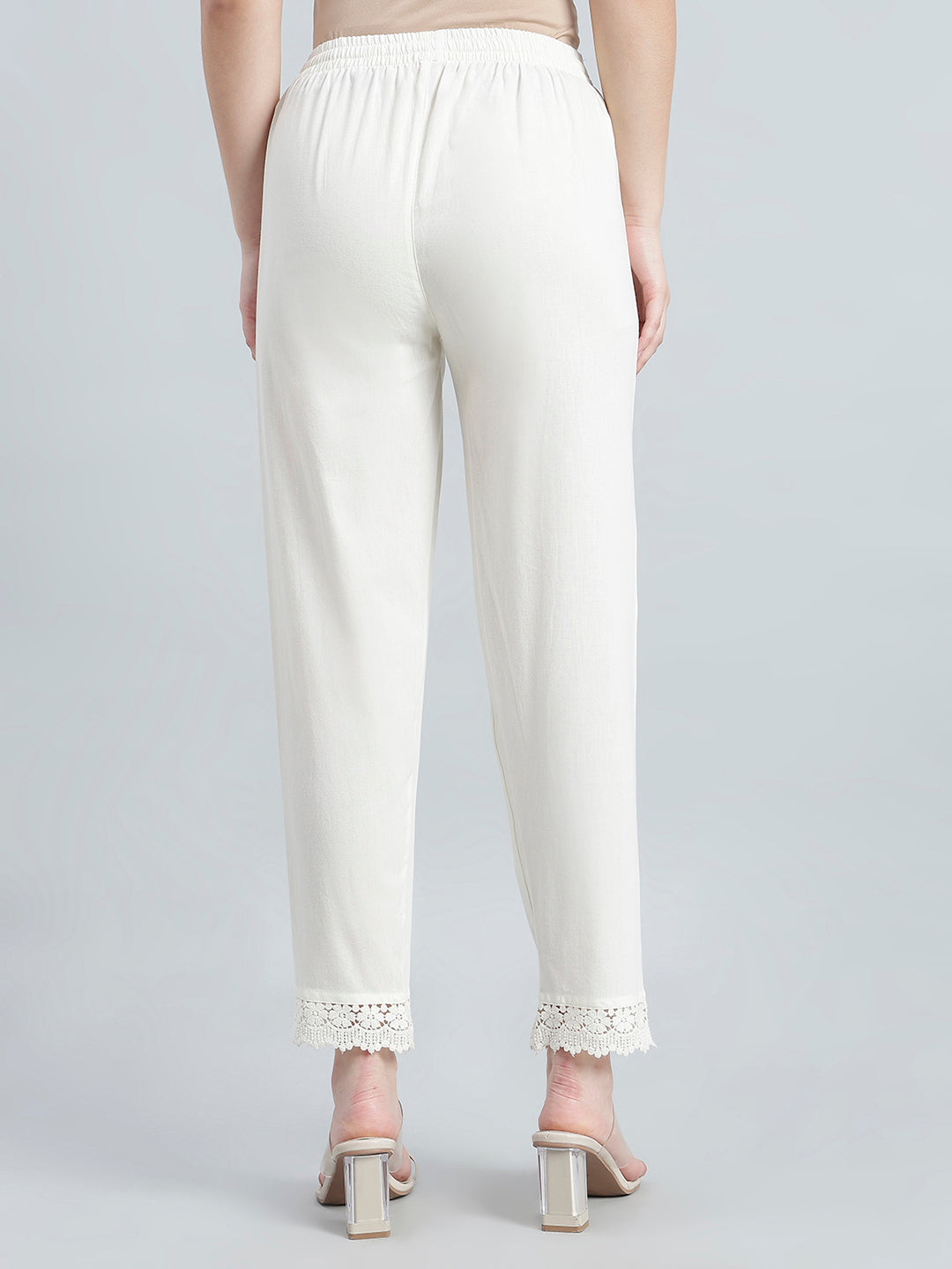 Cream 100% Cotton Lace Pencil Pant
