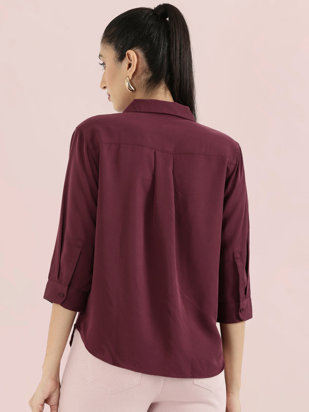 Rayon Polo Collar Top