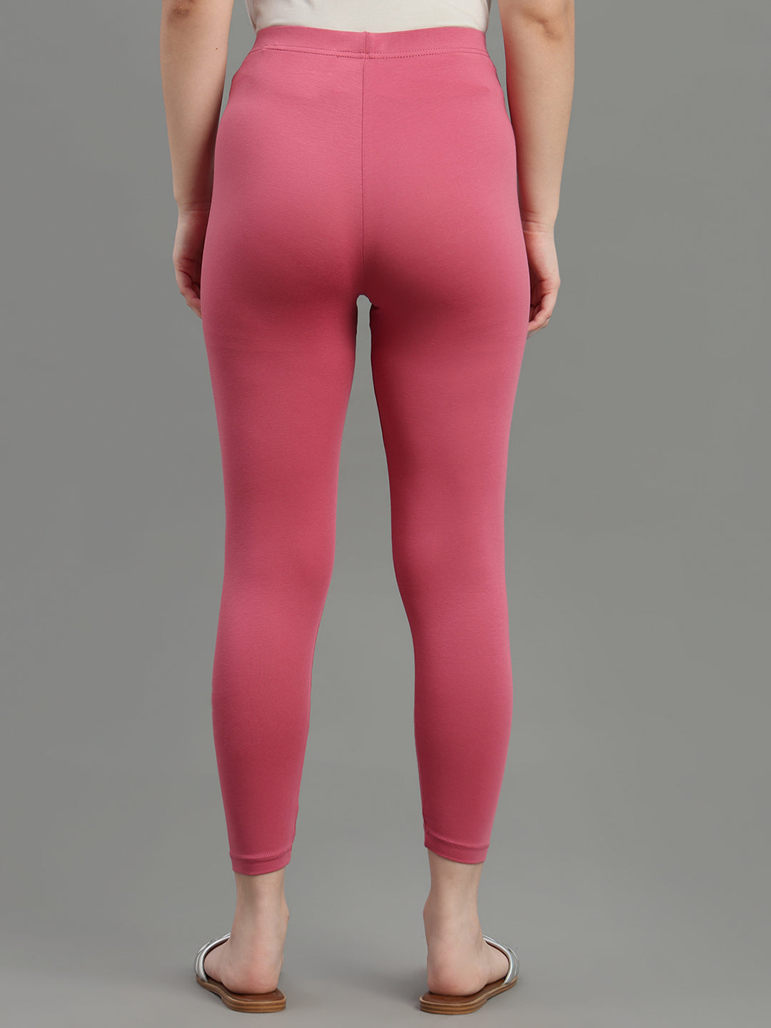 Pink Cotton Stretch Cropped Leggings