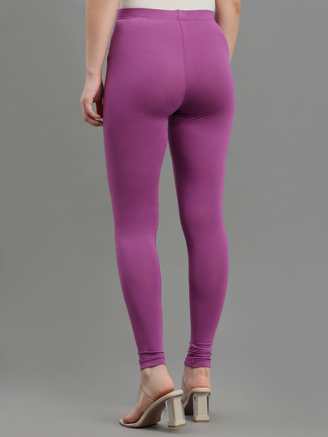 Dark Lilac Cotton Stretch Ankle Length Leggings