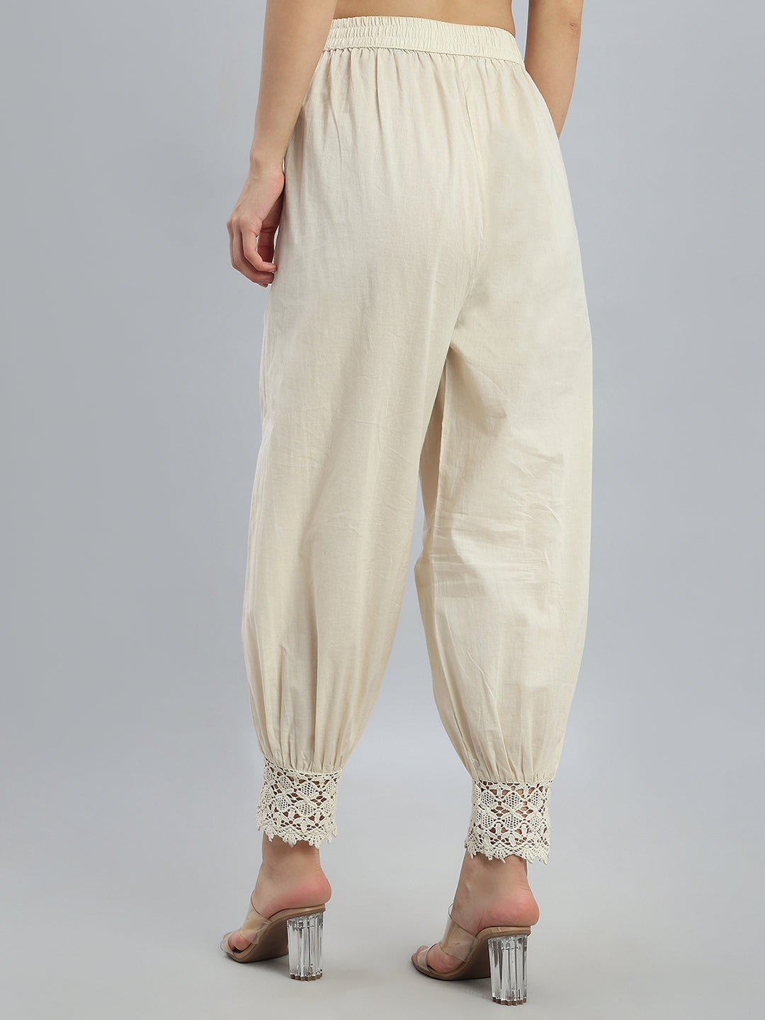 Cream Embroidered Lace Salwar