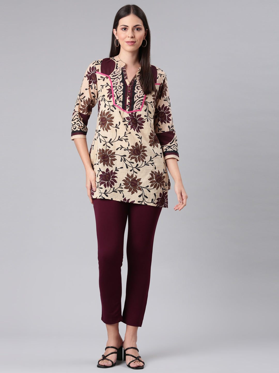 Bright Maroon Ponte Smart Fit Kurti Pant