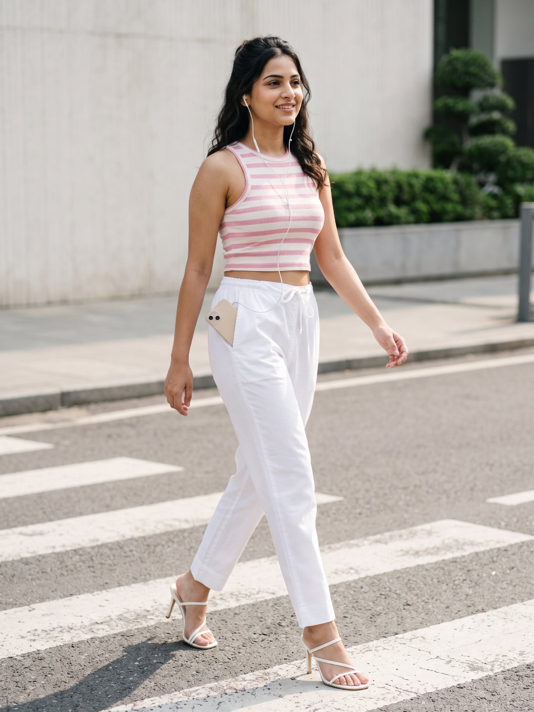 White Cotton Cambric Cotton Pants