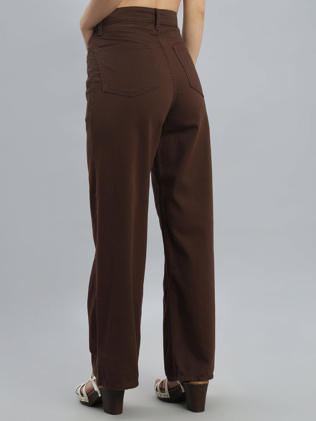 Dark Brown Twill Wide Pants