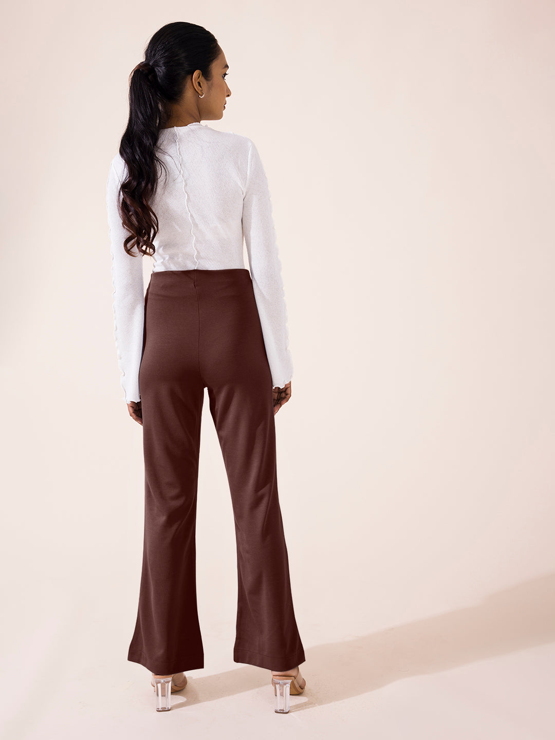 Dark Brown Roma Ponte Flared Pant