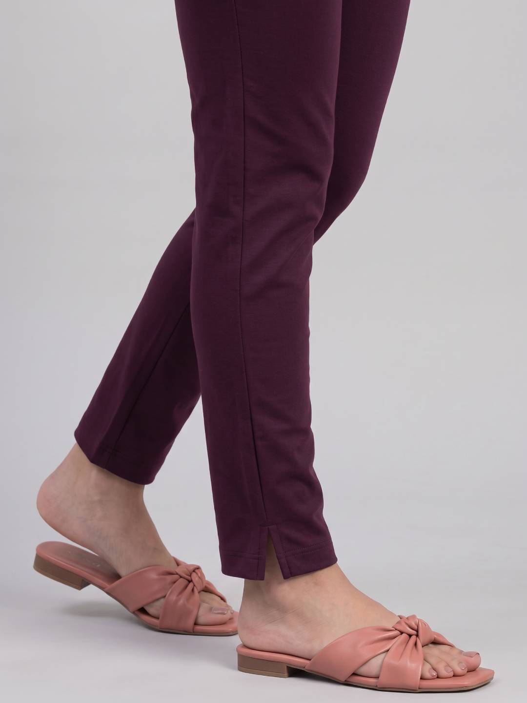 Dark Purple Cotton Stretch Kurti Pants - Plus Size