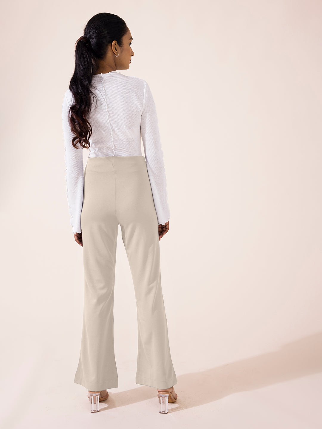 Light Beige Roma Ponte Flared Pant