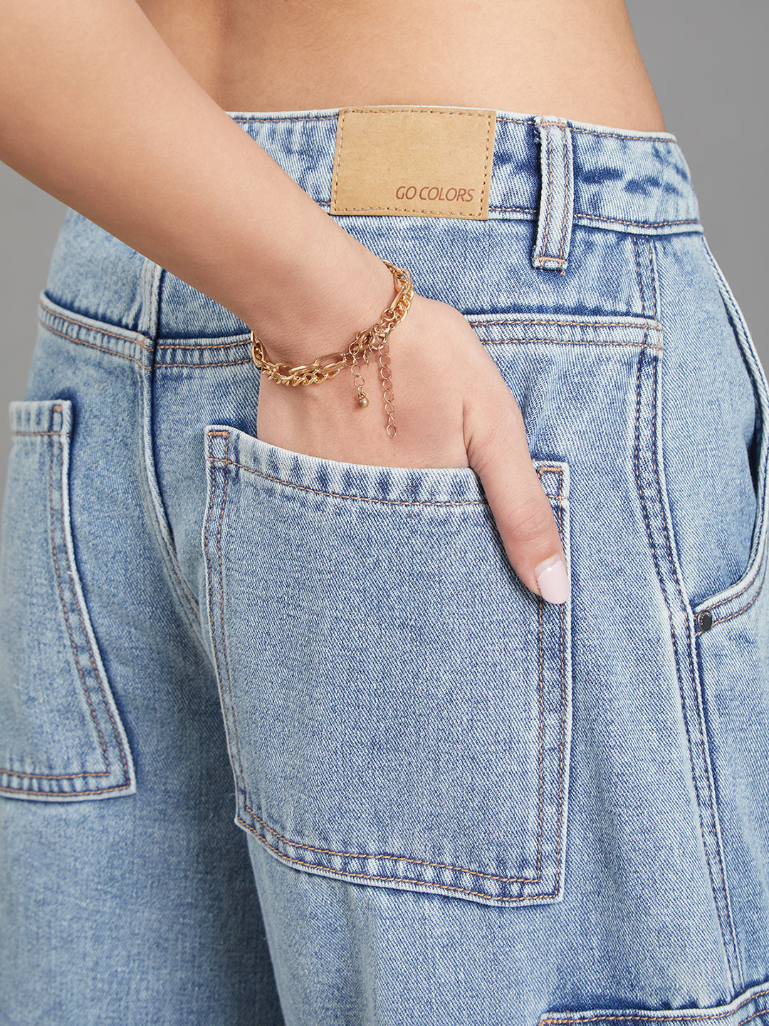 Medium Blue Denim Cargo Pants