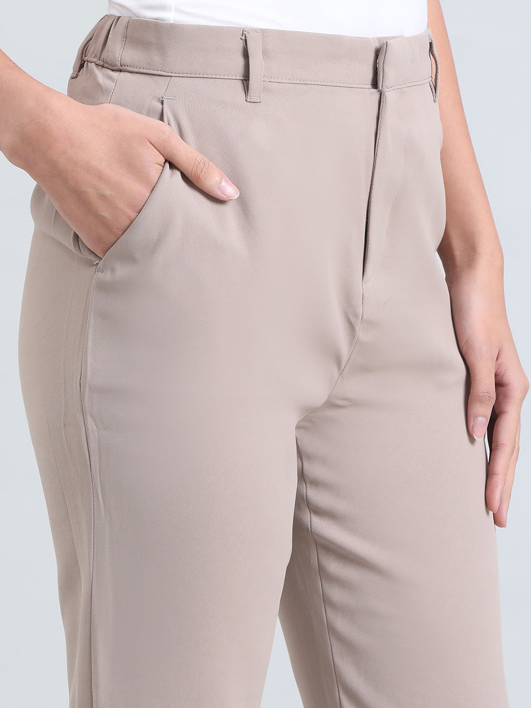 Light Chocolate Crepe Tapered Trouser