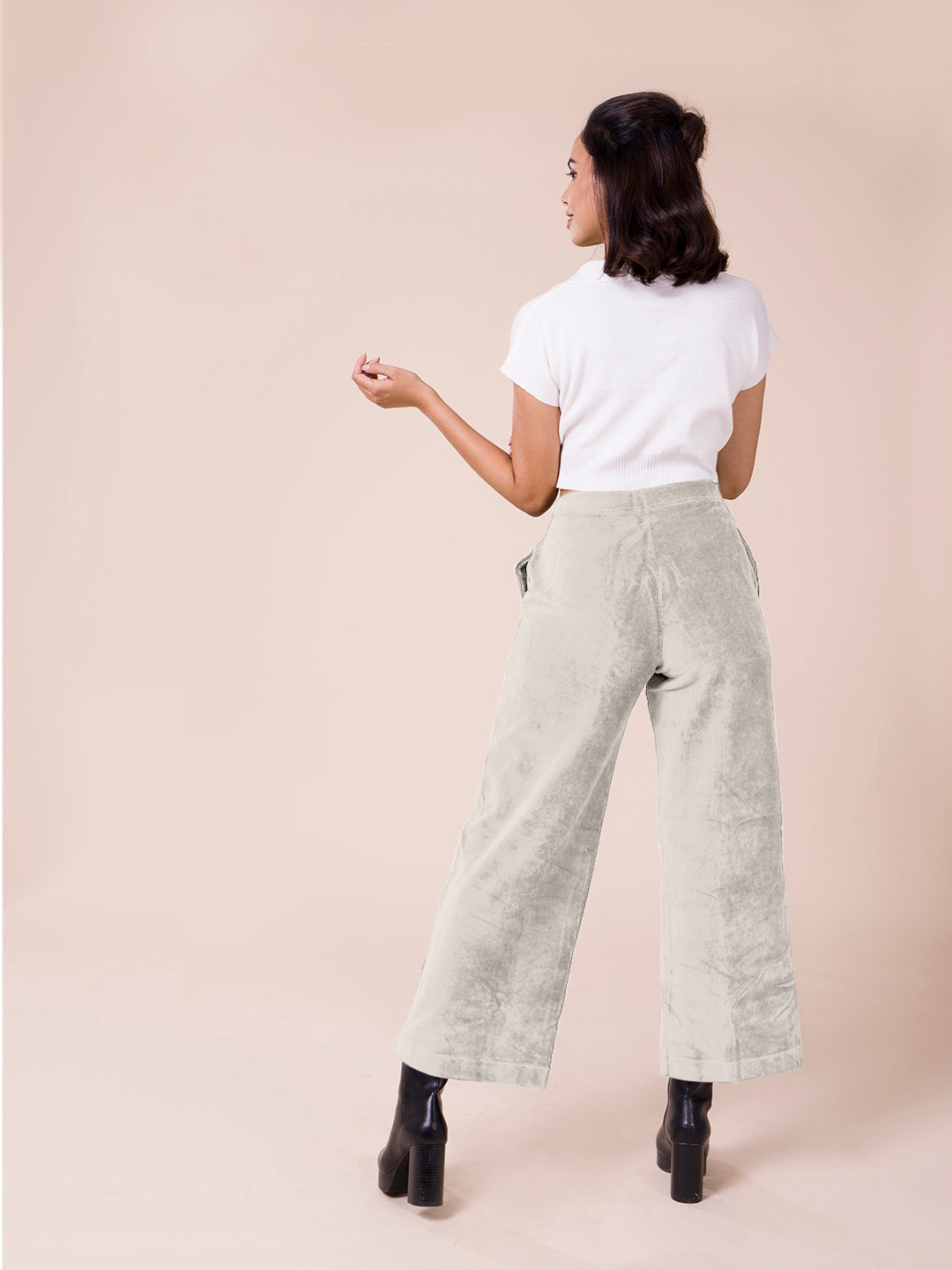 Light Beige Corduroy Wide Pants