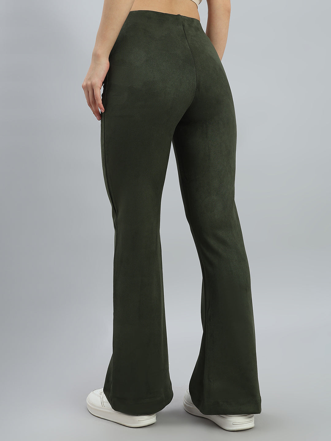 Dark Olive Suede Bell Bottom