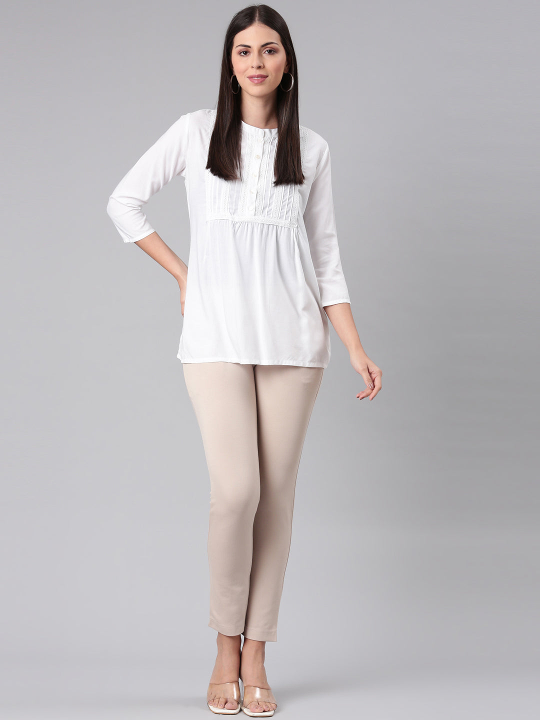 Light Beige Ponte Smart Fit Kurti Pant