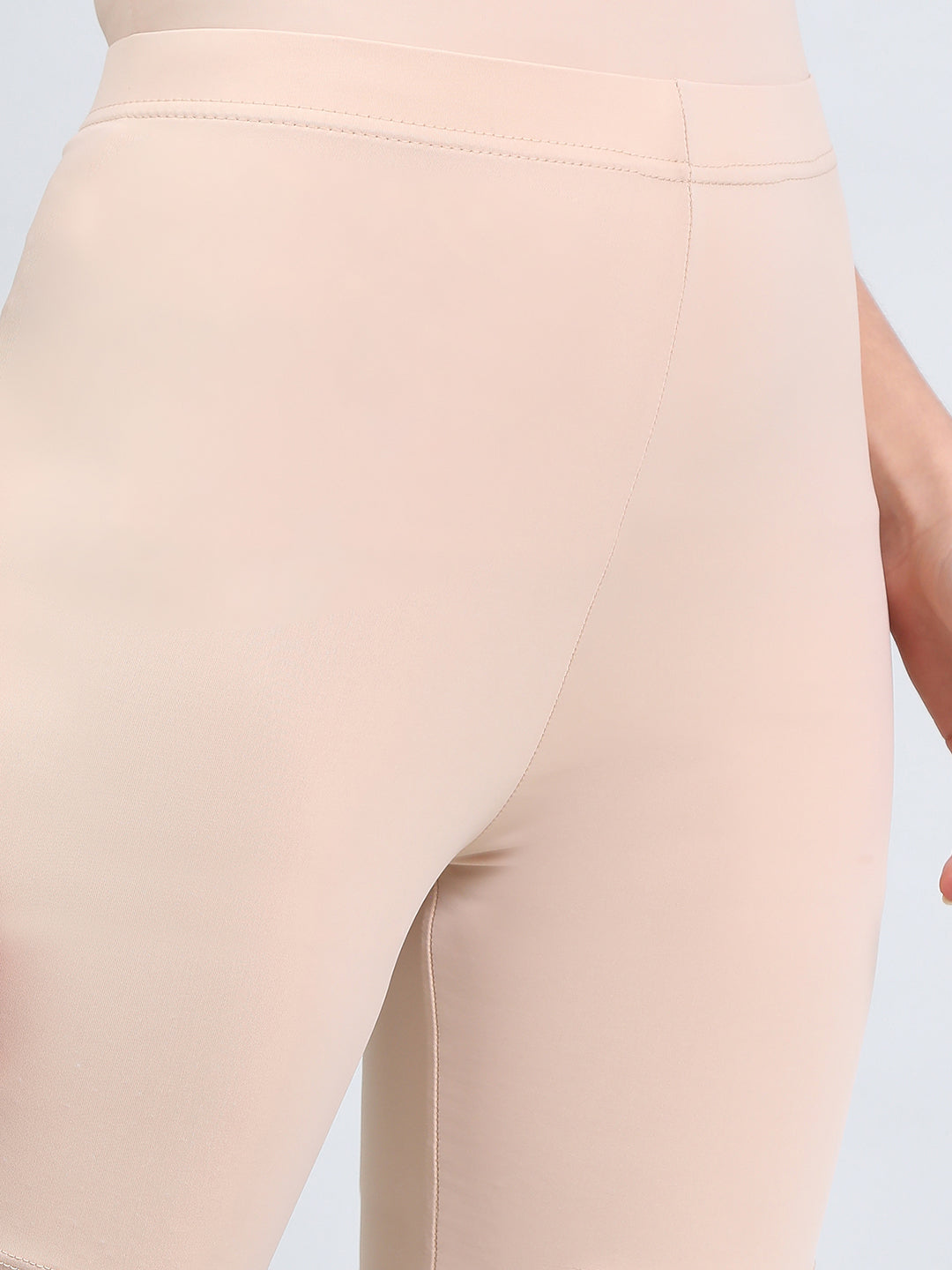 Beige Knit Seamless Cycling Shorts