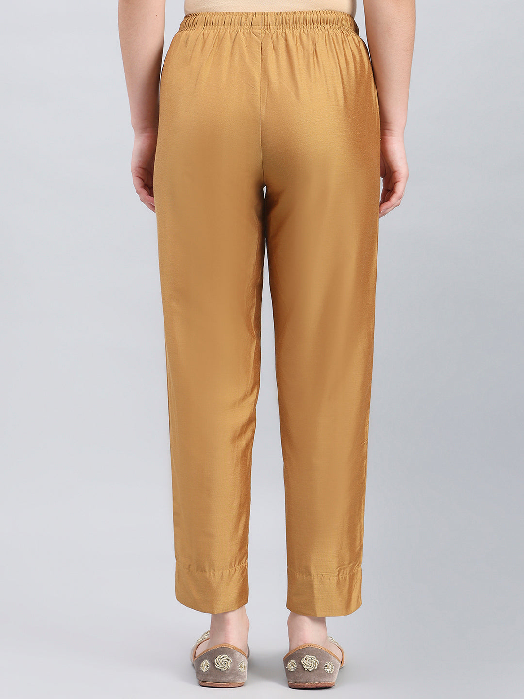 Bright Gold Poly Modal Metallic Pants