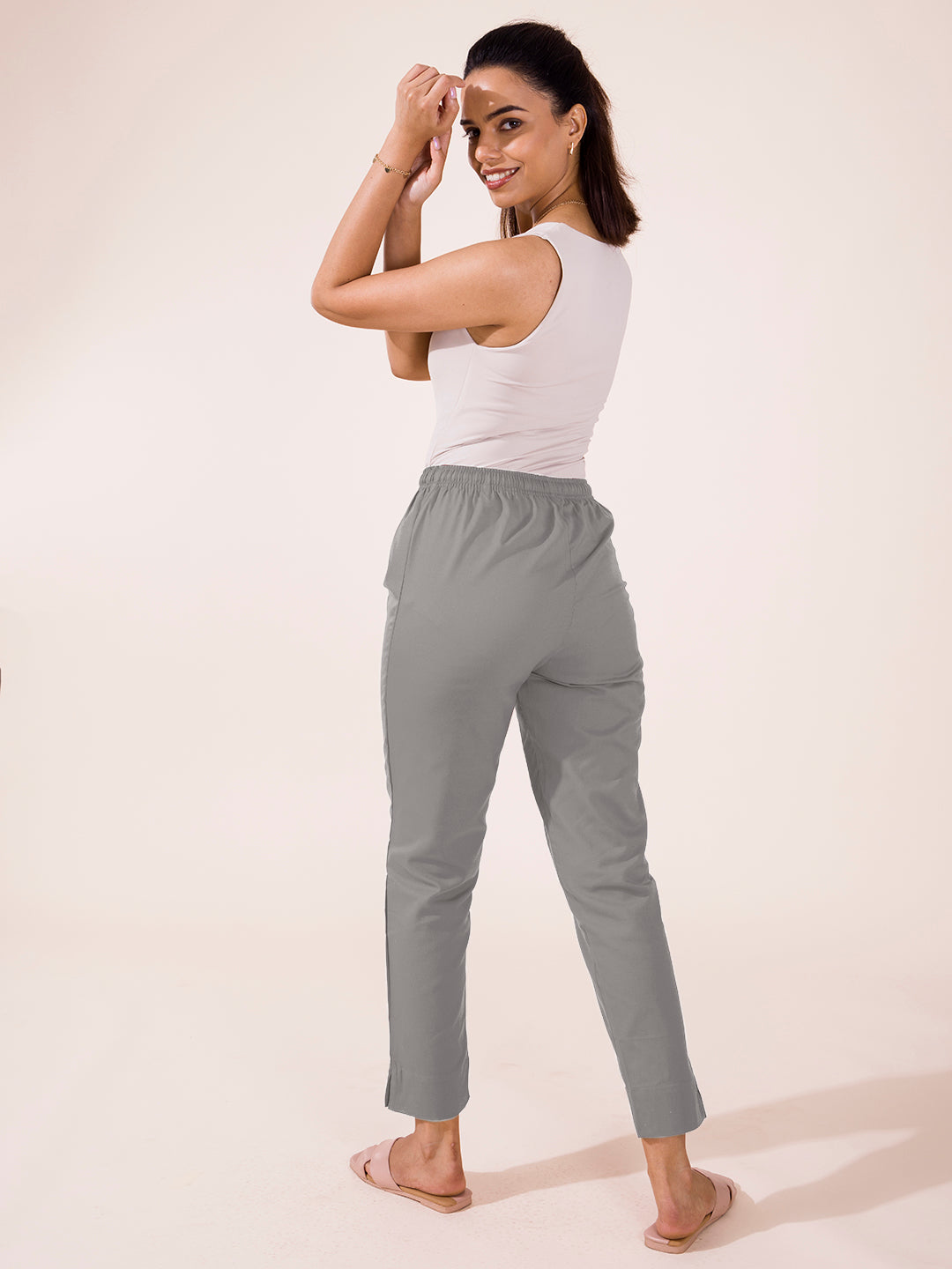 Ebony Grey Cotton Pencil Pant