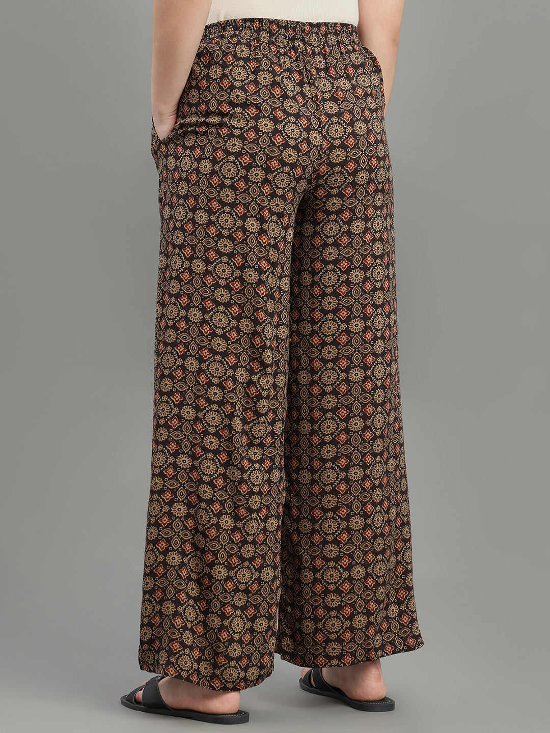 Black Viscose Printed Palazzo