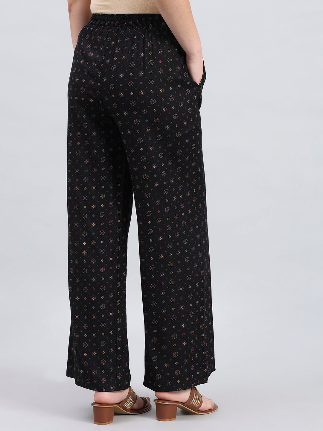 Black Viscose Printed Palazzo