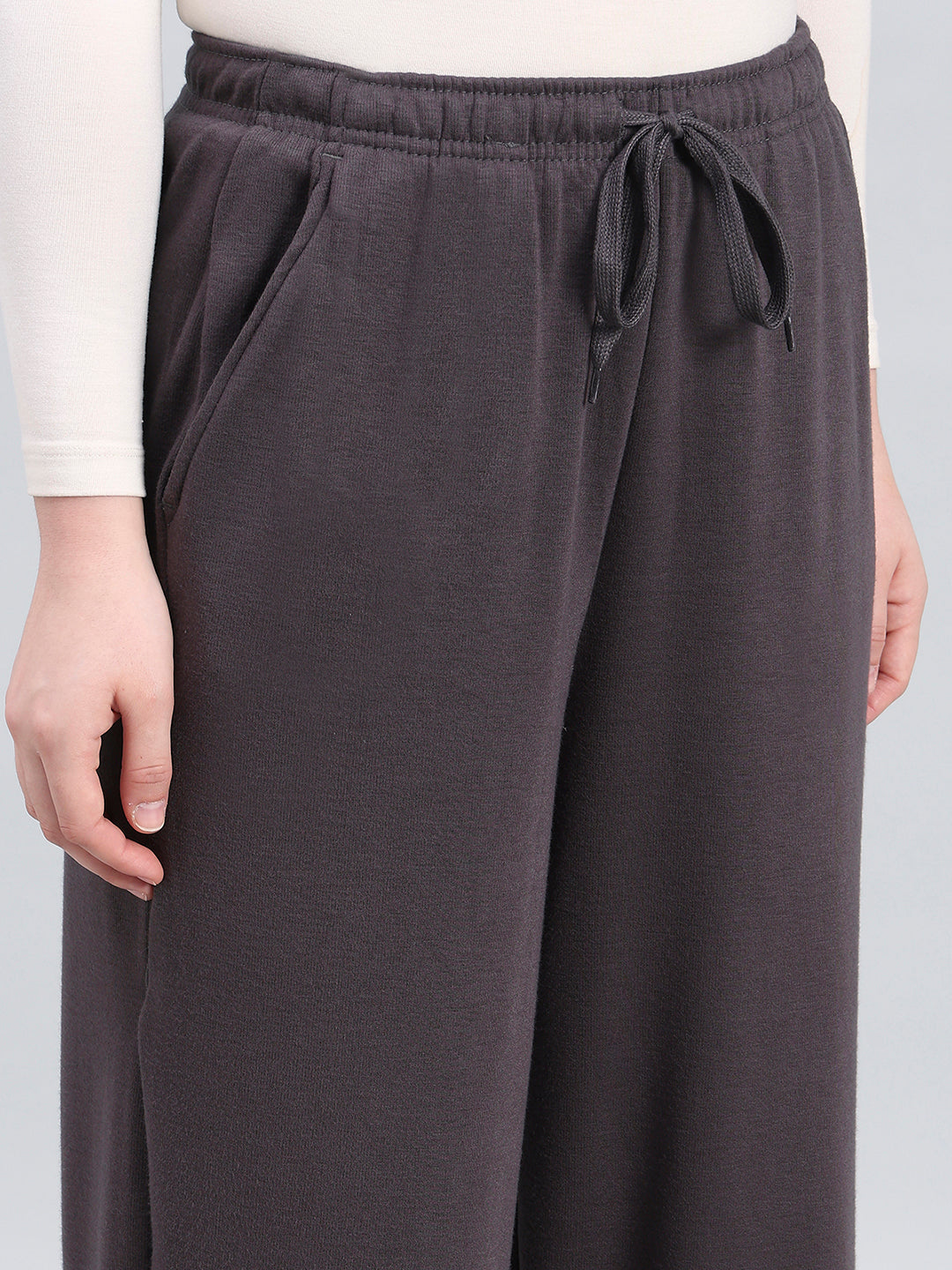Silver Grey Fleece Wide Pant