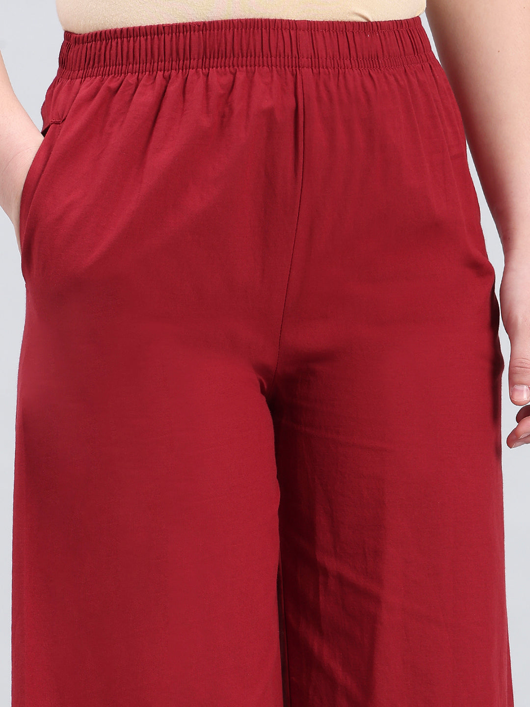 Light Maroon Cotton Hakoba Palazzo