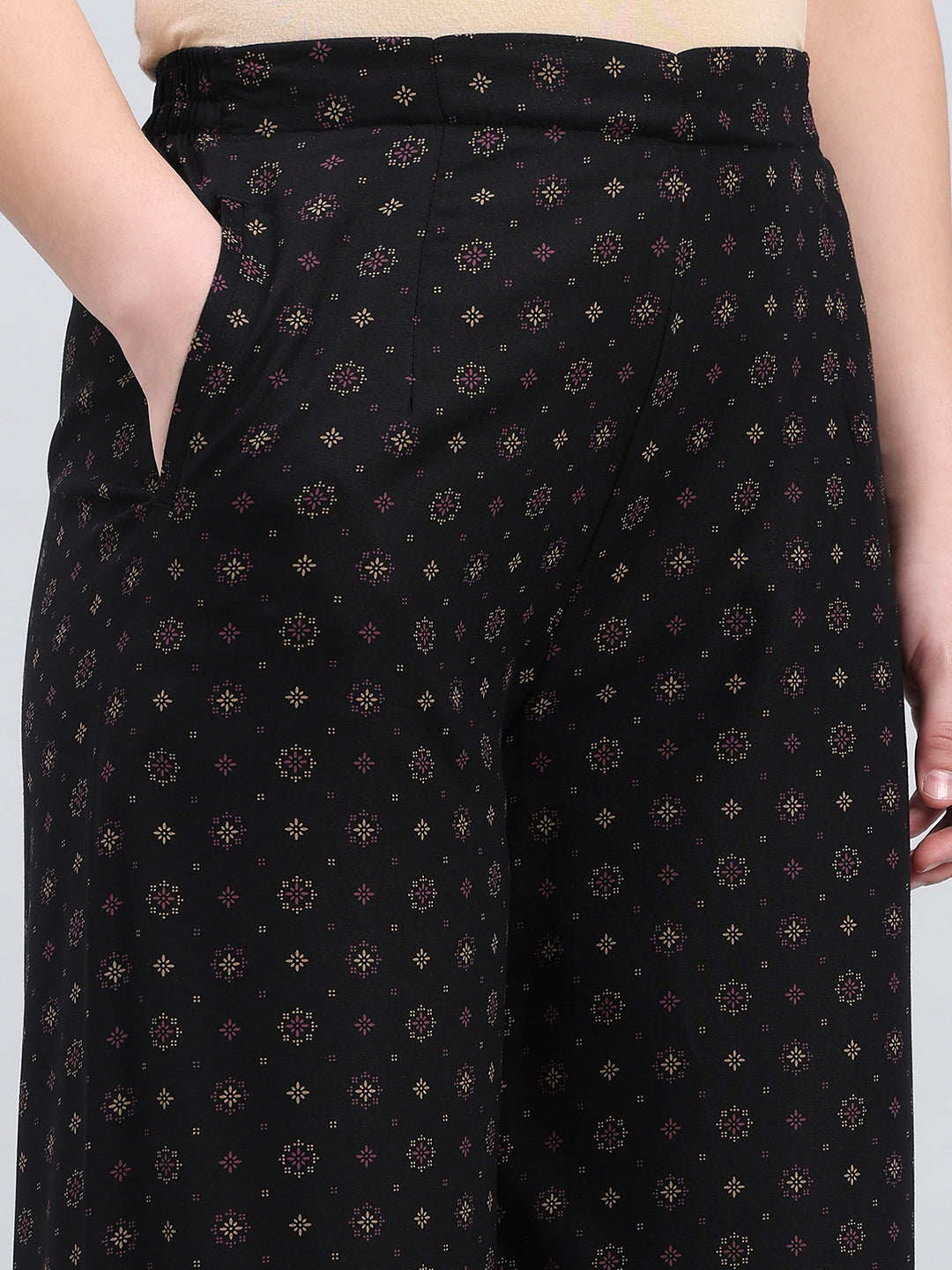 Black Viscose Printed Palazzo