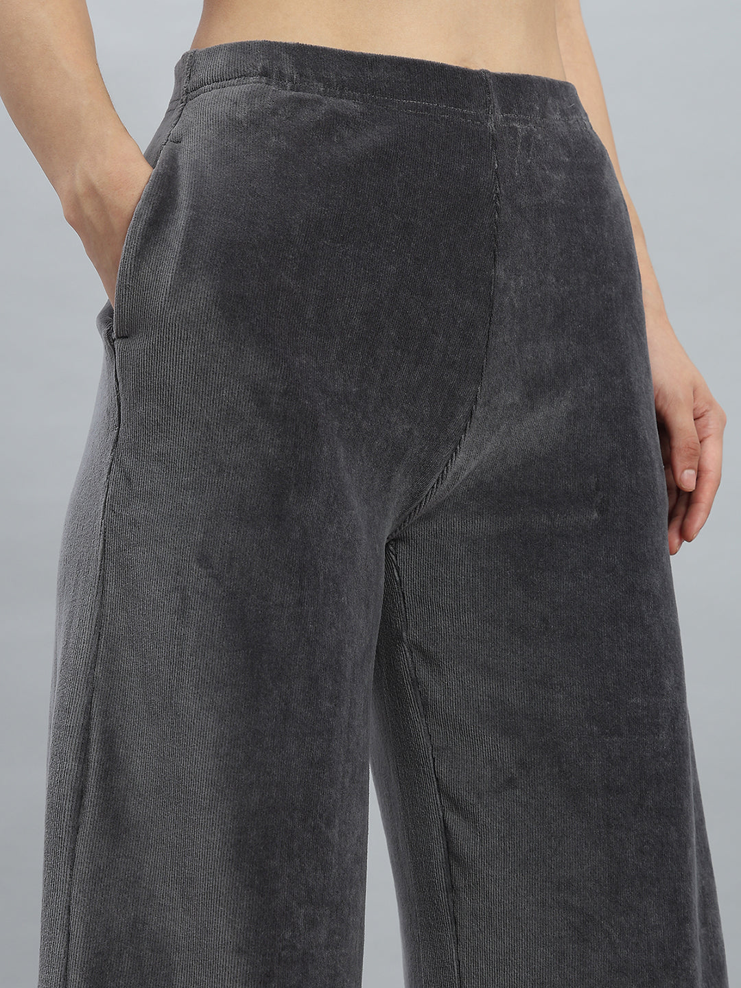Silver Grey Corduroy Wide Pants
