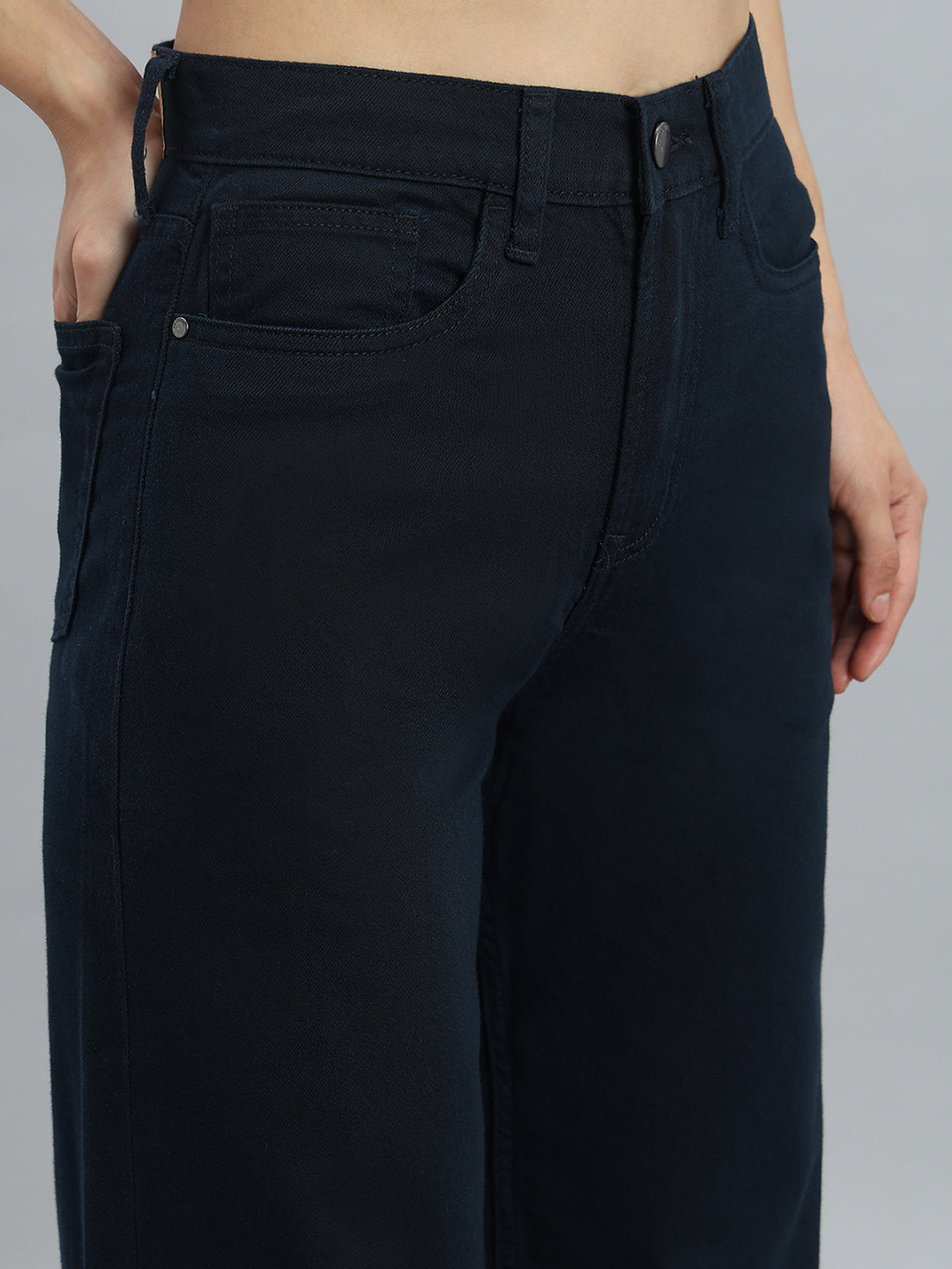 Navy Twill Wide Pants