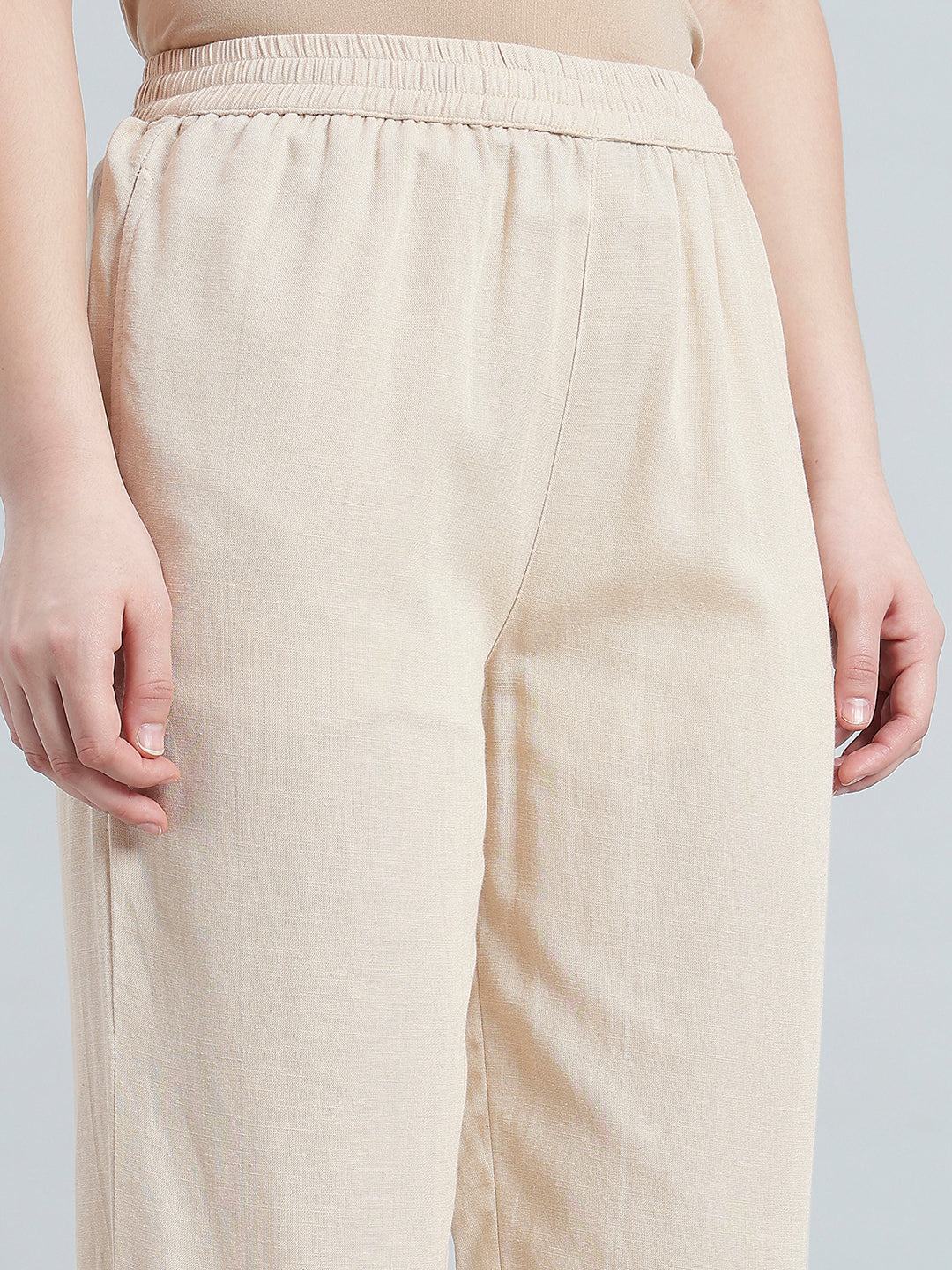 Light Beige Organza Ethnic Pant