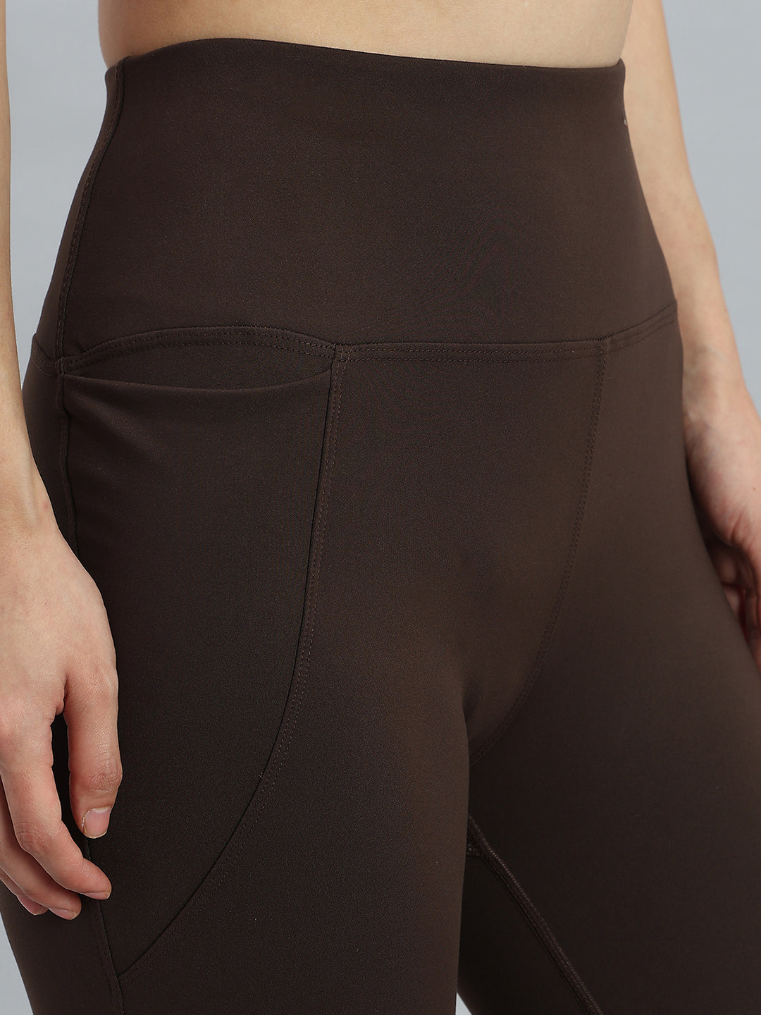 Dark Brown Nylon Stretch Training Tights