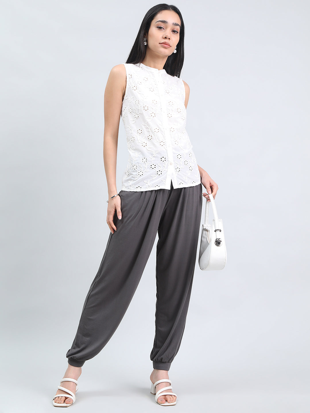 Silver Grey Viscose Stretch Harems