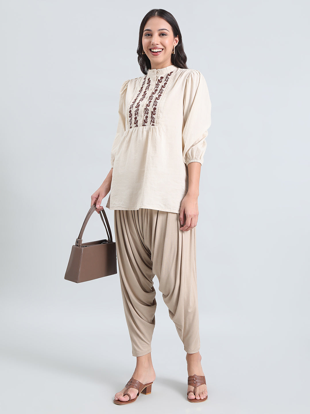 Dark Beige Viscose Stretch Patiala