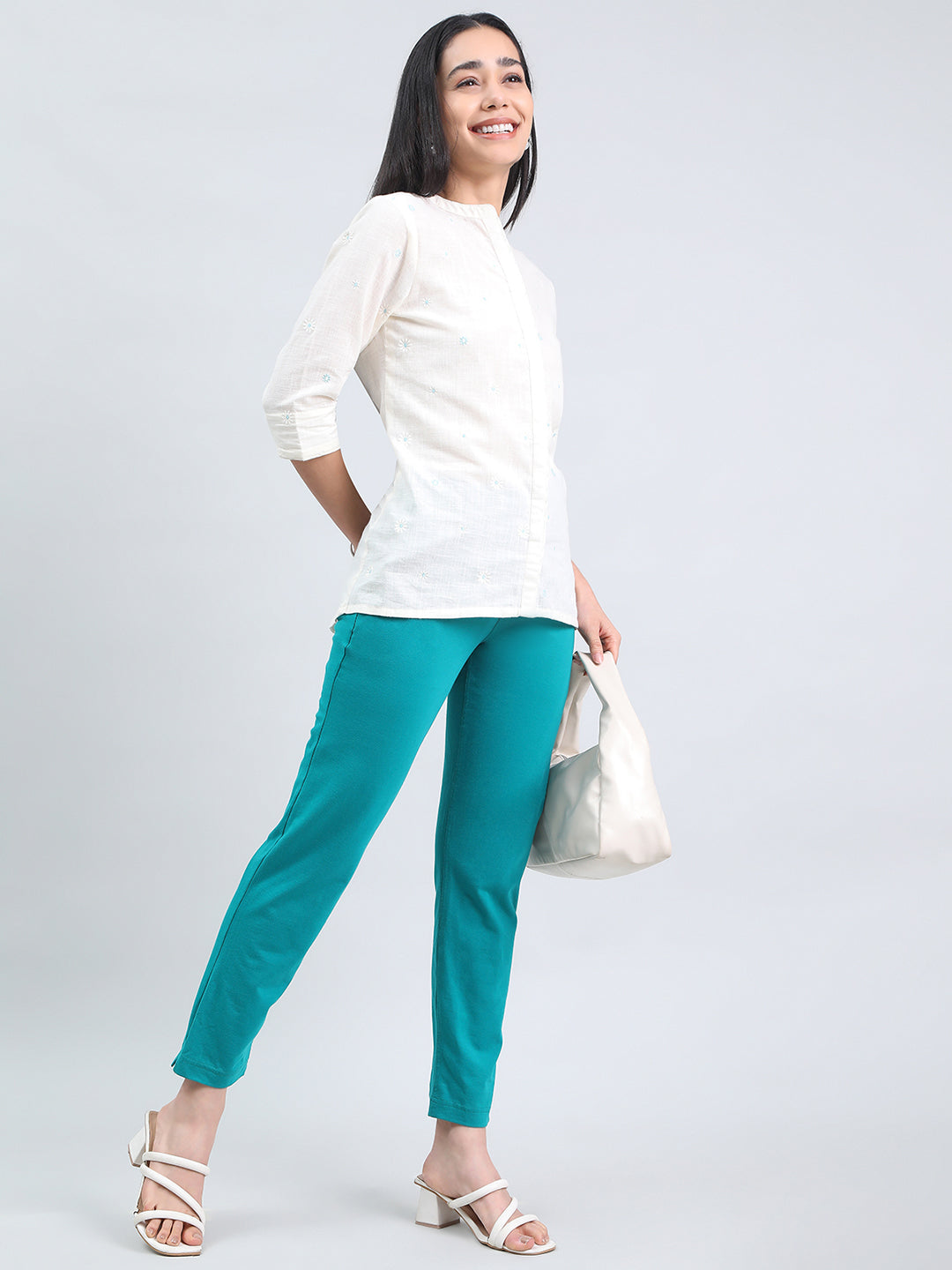 Jade Green Cotton Stretch Kurti Pants