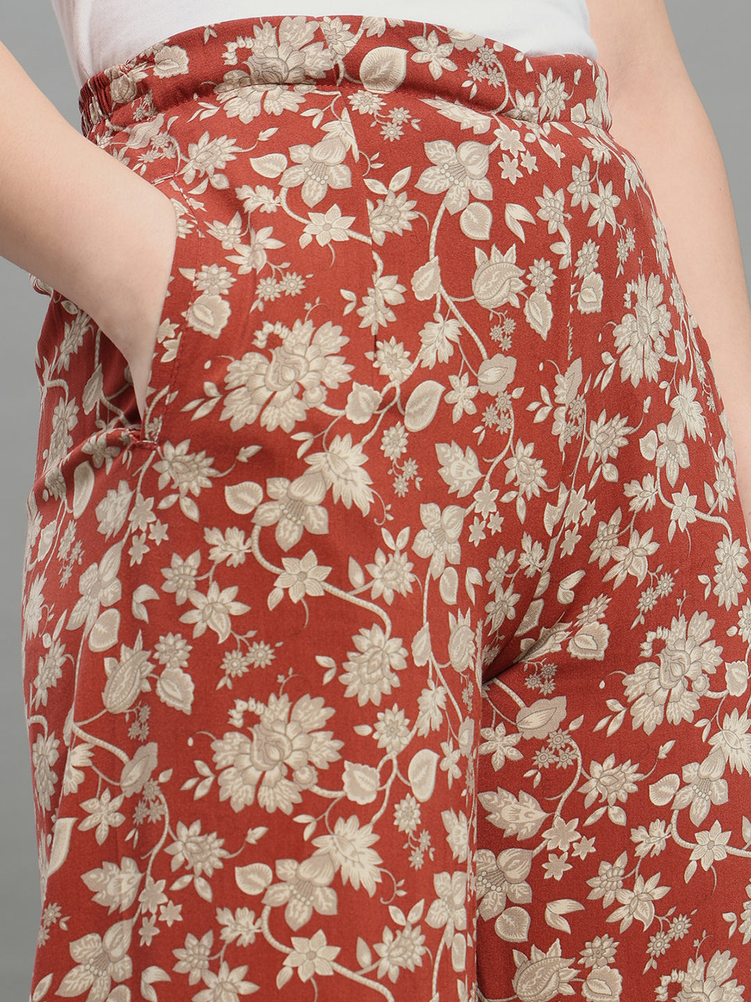 Maroon Viscose Printed Palazzo